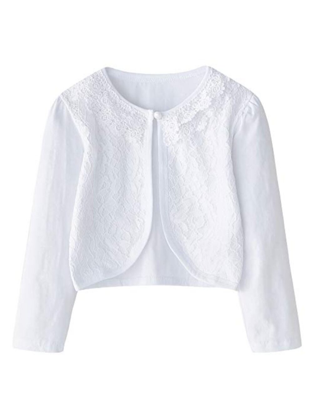 Girls Cotton Knit Lace Bolero Cardigan Shrug Long Sleeve